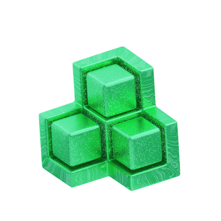 Cubo oco verde abstrato com glitter  3D Icon