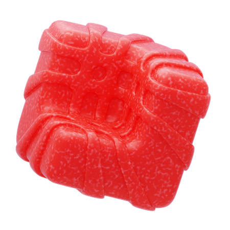 Cubo retorcido rojo de resina plástica  3D Icon