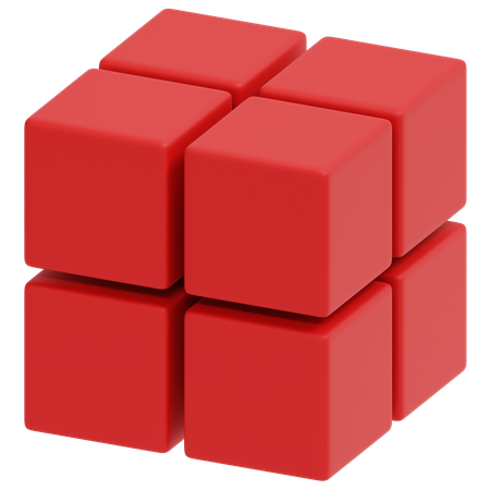 Cubo rojo cuadrático  3D Icon