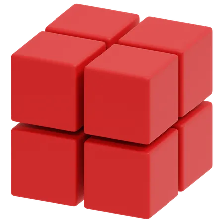 Cubo rojo cuadrático  3D Icon