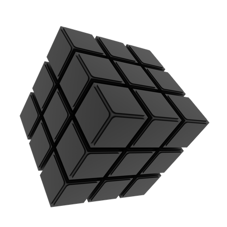 Cubo de rubik oscuro  3D Illustration