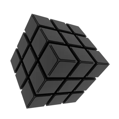 Cubo de rubik oscuro  3D Illustration