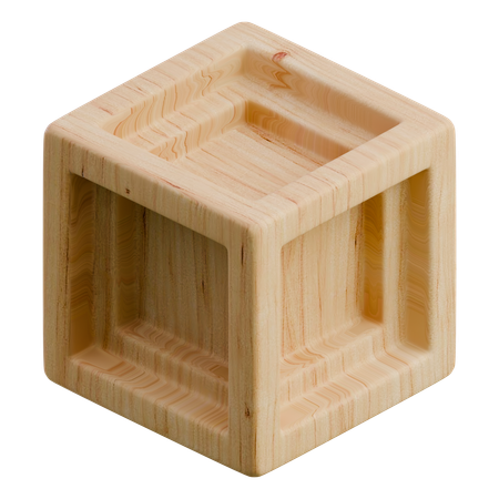 Cubo de teseracto de madera con forma abstracta  3D Icon