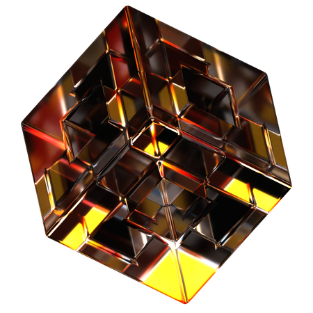 Forma astratta di vetro del cubo  3D Icon