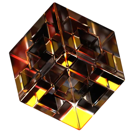 Forma abstracta de vidrio cubo  3D Icon