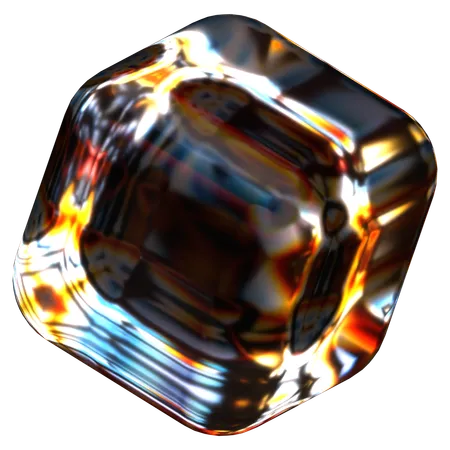 Forma abstracta de vidrio cubo  3D Icon