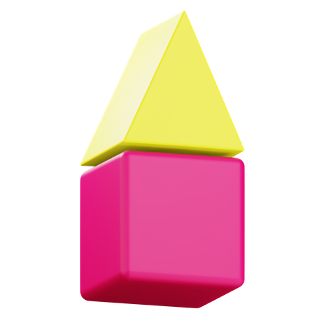 Cubo y prisma triangular  3D Icon