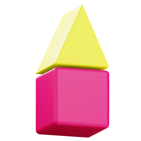 Cubo y prisma triangular  3D Icon