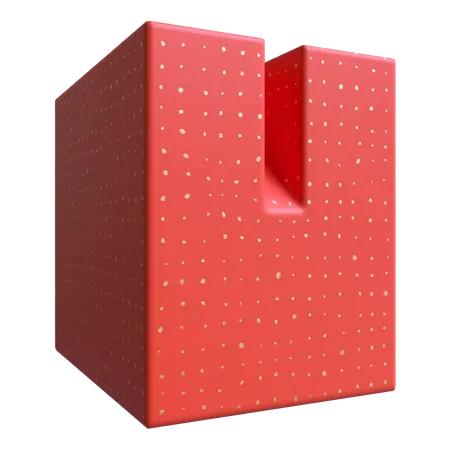 Cuboid with Incision  3D Illustration