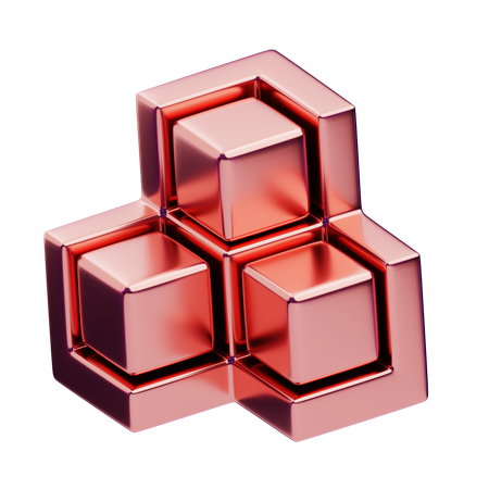 Cubos abstractos cromáticos enmarcados en rojo  3D Icon