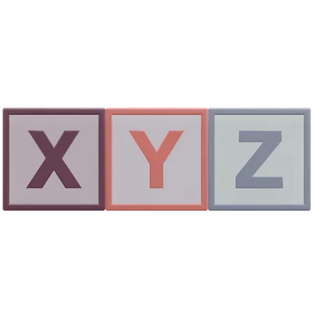 Alfabeto XYZ Alfabeto En La Ilustracion Del Icono 3 D Del Bloque Con Fondo Transparente 3D Icon