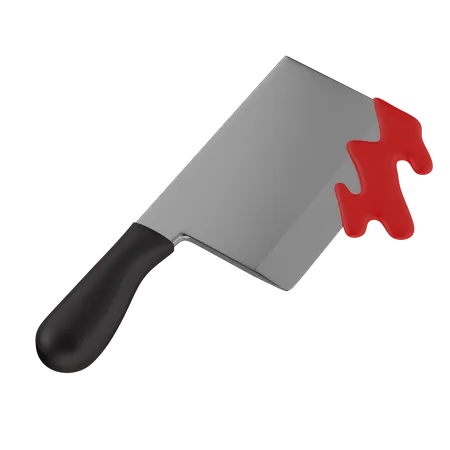 Hacha de cuchillo con sangre  3D Icon