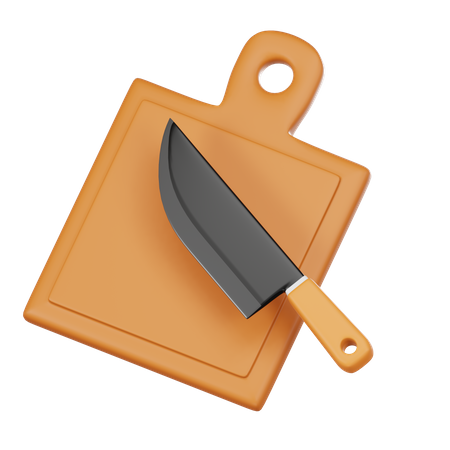 Cuchillo y tabla de cortar  3D Icon