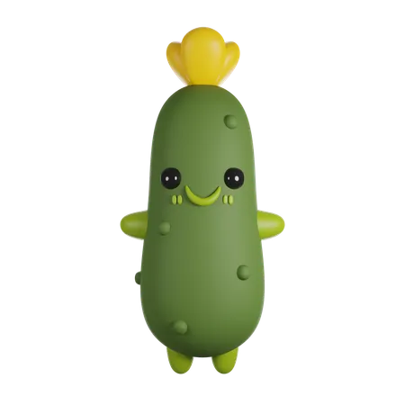 Cucumber 3 D Cute Render Character 3D Icon