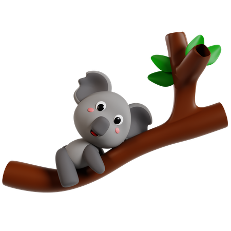 Cuddly Koala on Branch  3D Icon