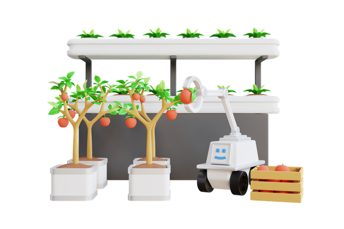 Cueillette automatique des légumes  3D Illustration