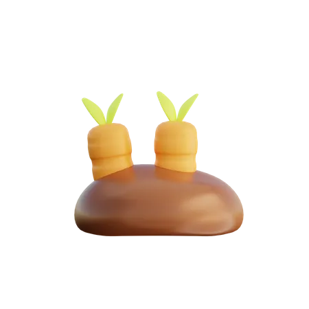 Cultivo de zanahoria  3D Illustration