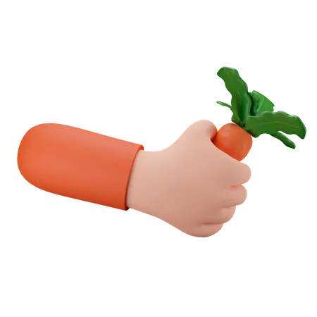 Cultivo de zanahorias con la mano  3D Illustration
