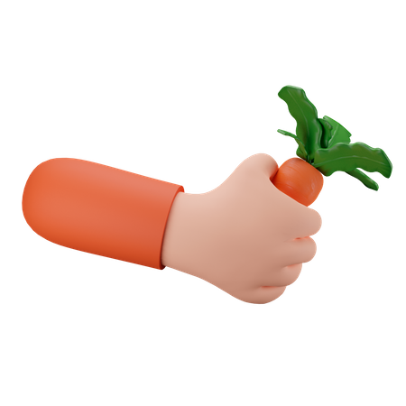 Culture de carottes à la main  3D Illustration
