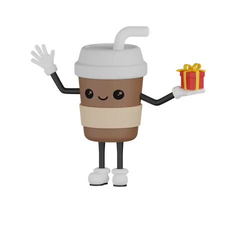 Cup Holding Gift  3D Illustration