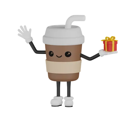 Cup Holding Gift 3D Illustration