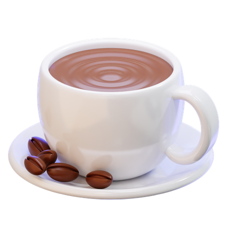 Cup Of Coffee With Beans  3D Icon