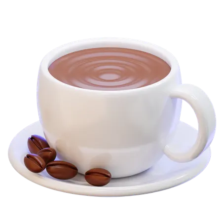 Cup Of Coffee With Beans  3D Icon