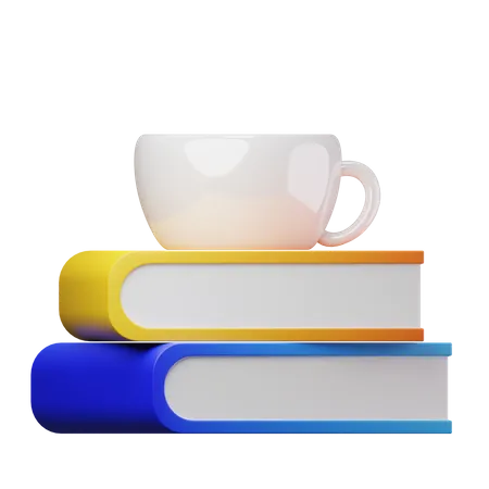 Cup On Book Stack 3D Icon