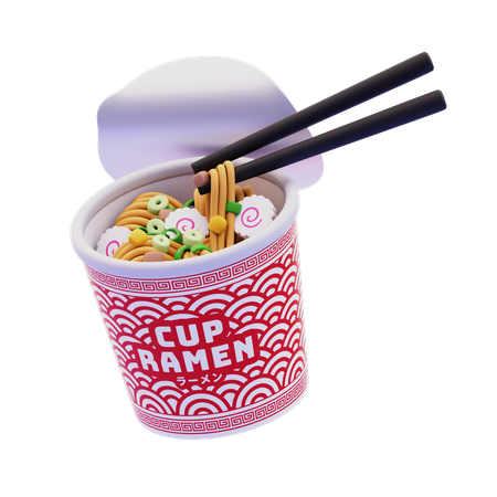 Cup Ramen With Chopstick  3D Icon