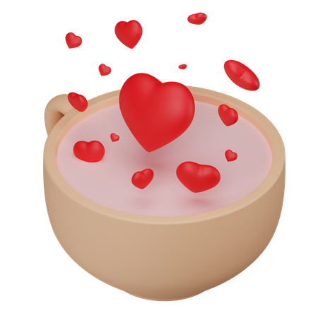 Cup with hearts  3D Icon