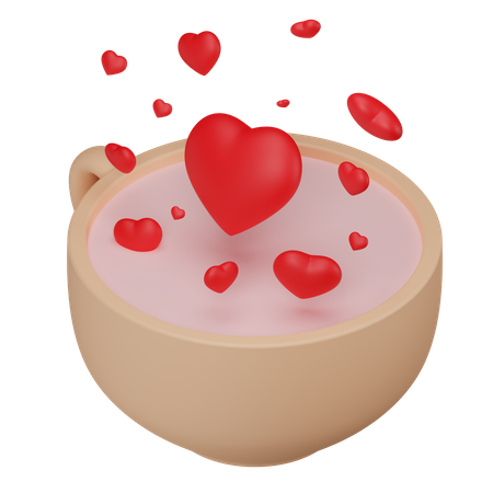 Cup with hearts  3D Icon