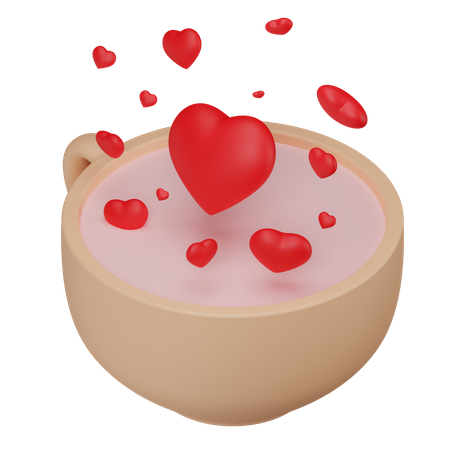 Cup with hearts 3D Illustration