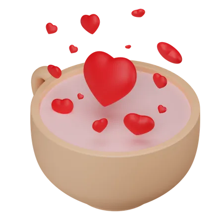 Cup with hearts  3D Icon