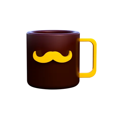Cup With Moustache  3D Illustration