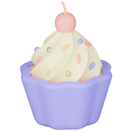 Sweets Birthday Party Cupcake Ornament 3 D Icon Render Illustration 3D Icon