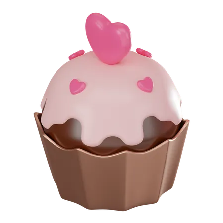 Cupcake Delectable Icon For Valentines Day Celebrations Perfect For Conveying Love Sweetness And Joy Of Special Occasions 3 D Render Illustration 3D Icon