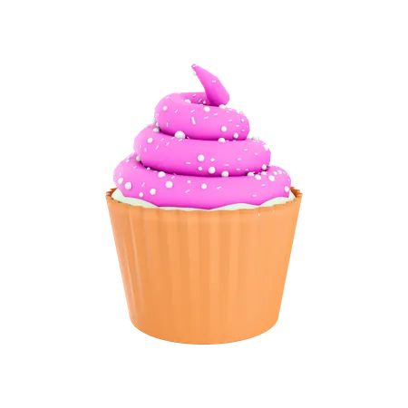 3 D Rendering Cute Pink Cupcake Icon 3 D Render Sweet Cupcakes Set With Berry Cream Icon Pink Cupcake 3D Icon