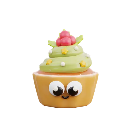 3 D Christmas Dessert Cupcake 3D Icon