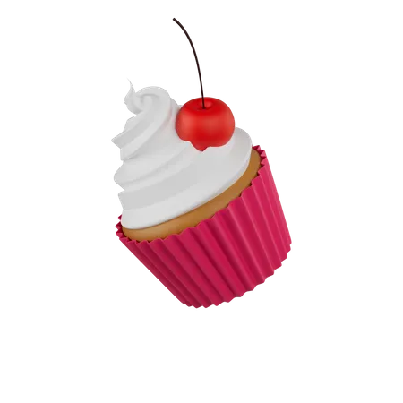 Cupcake à la crème et aux cerises  3D Icon