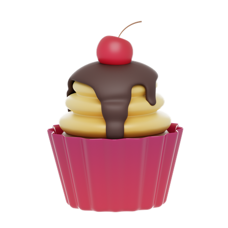 Cupcake cerise sucrée sur le dessus  3D Icon