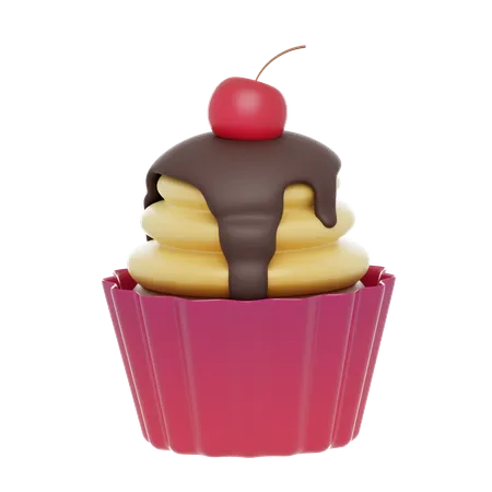 Cupcake cerise sucrée sur le dessus  3D Icon