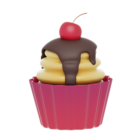 Cereja doce no topo do cupcake  3D Icon