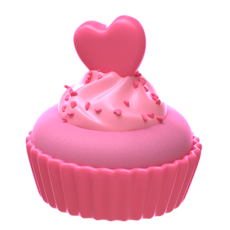 Cupcake con adorno de amor  3D Icon
