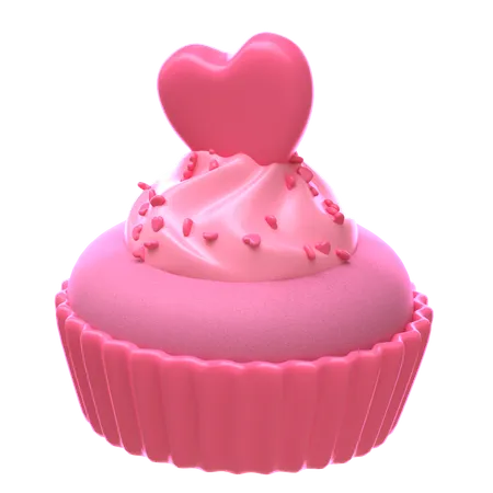 Cupcake con adorno de amor  3D Icon