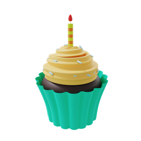 Cupcake de aniversário  3D Icon