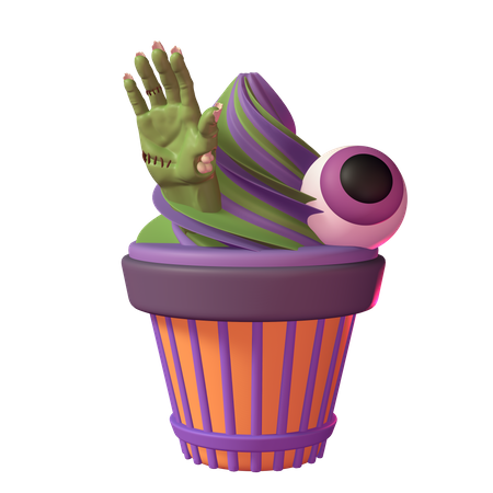 Cupcake de zumbi do dia das bruxas  3D Icon