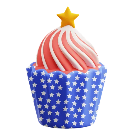 Cupcake du Jour de l'Indépendance  3D Icon