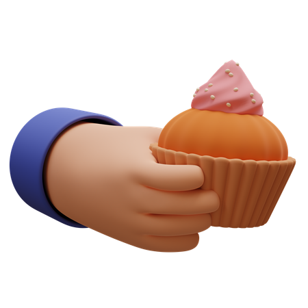 Petit gâteau à la main  3D Icon