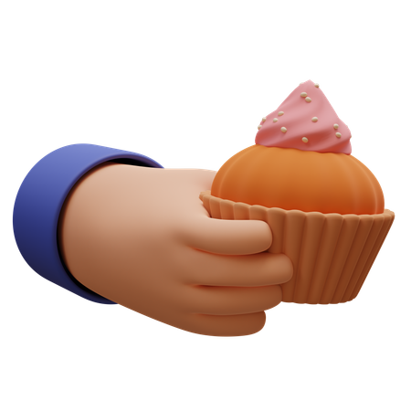 Cupcake In Hand  3D Icon