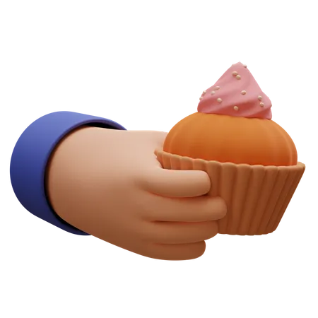 Cupcake In Hand  3D Icon